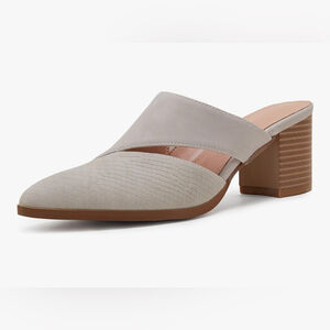 NEW Cutout Backless Mules Slip On Closed Toe Chunky Stacked Heeled Shoes 6.5